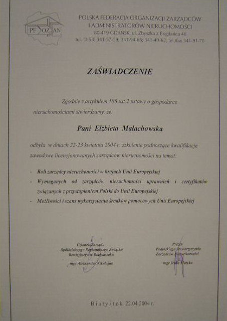 Zawiadczenie